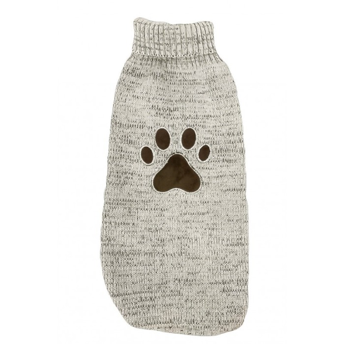 Pulover tricotat pentru caini si pisici TopPaw Doty®, model labuta, gri, 30 cm, marime S [1]