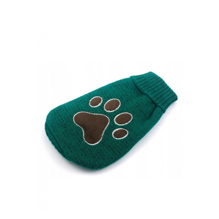 Pulover tricotat pentru caini si pisici TopPaw Doty®, model labuta, verde smarald, 30 cm, marime S [2]