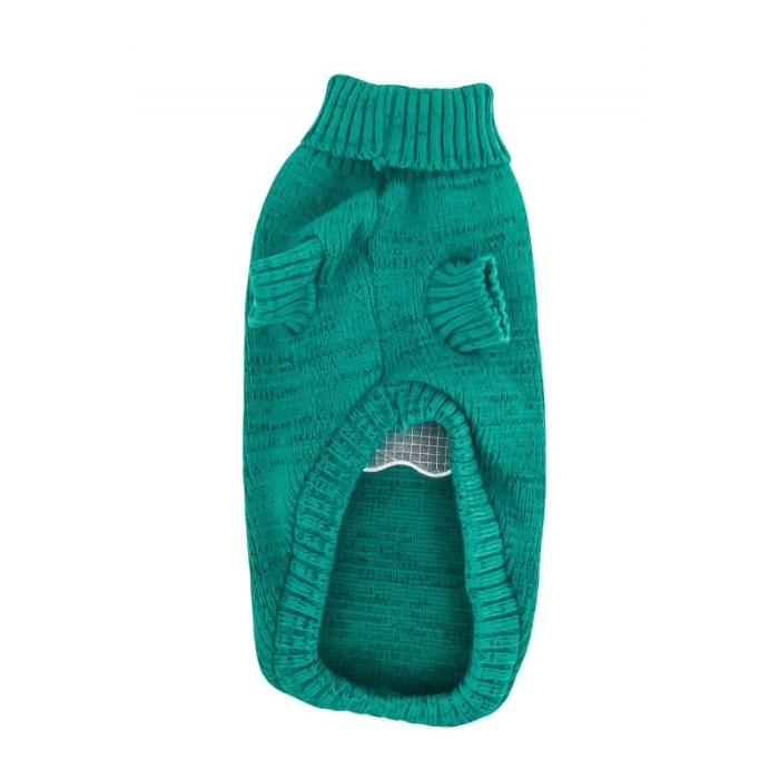 Pulover tricotat pentru caini si pisici TopPaw Doty®, model labuta, verde smarald, 30 cm, marime S [3]