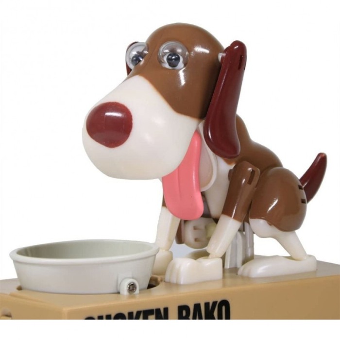 Pusculita automata Doggy Bank, design comic, interactiva, funtioneaza cu baterii, model catel maro [2]