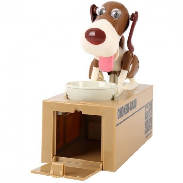 Pusculita automata Doggy Bank, design comic, interactiva, funtioneaza cu baterii, model catel maro [5]