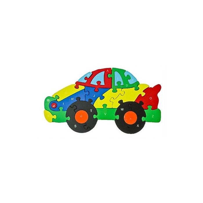 Puzzle 26 de piese, multicolor ,din lemn, in forma de masina [6]