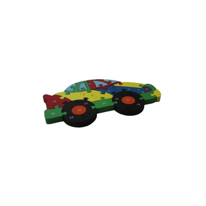Puzzle 26 de piese, multicolor ,din lemn, in forma de masina [4]
