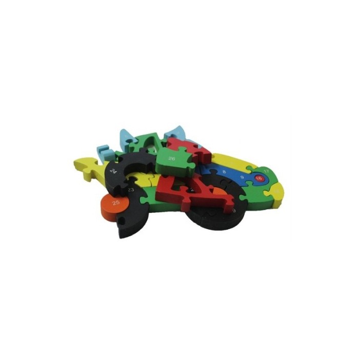 Puzzle 26 de piese, multicolor ,din lemn, in forma de masina [3]