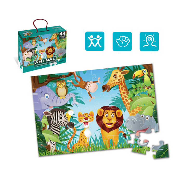 Puzzle cu piese mari, imprimeu cu animale , multicolor, 48 piese, 90 cm x 60 cm ,Doty [4]