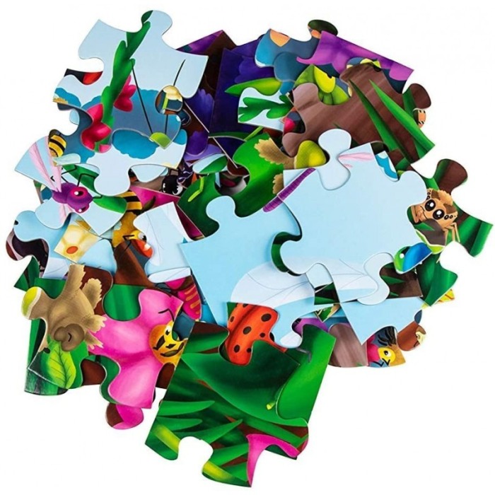 Puzzle cu piese mari, imprimeu cu Insecte viu colorate , multicolor, 48 piese, 90 cm x 60 cm ,Doty [2]
