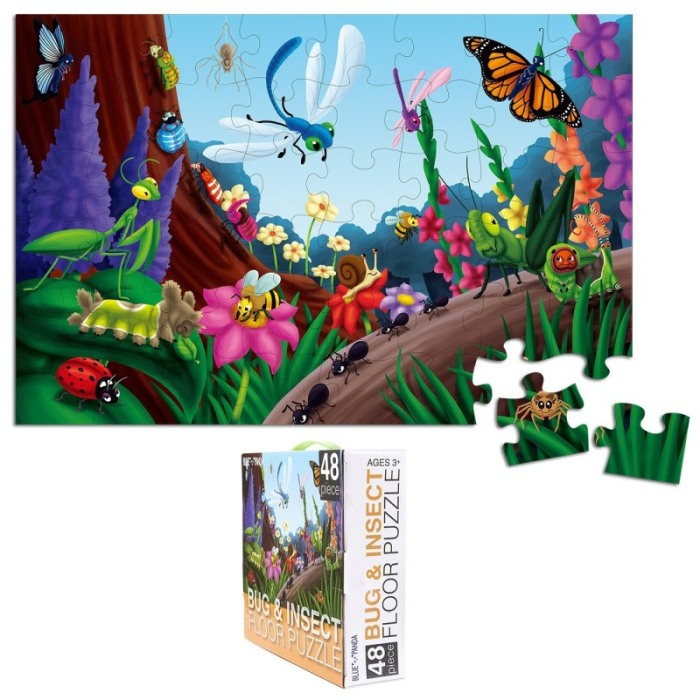Puzzle cu piese mari, imprimeu cu Insecte viu colorate , multicolor, 48 piese, 90 cm x 60 cm ,Doty [7]