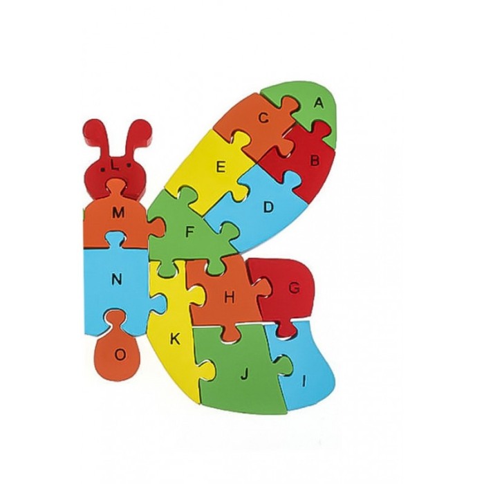 Puzzle din lemn fluture , alfabetic si numare ,26 piese , multicolor , Doty [5]