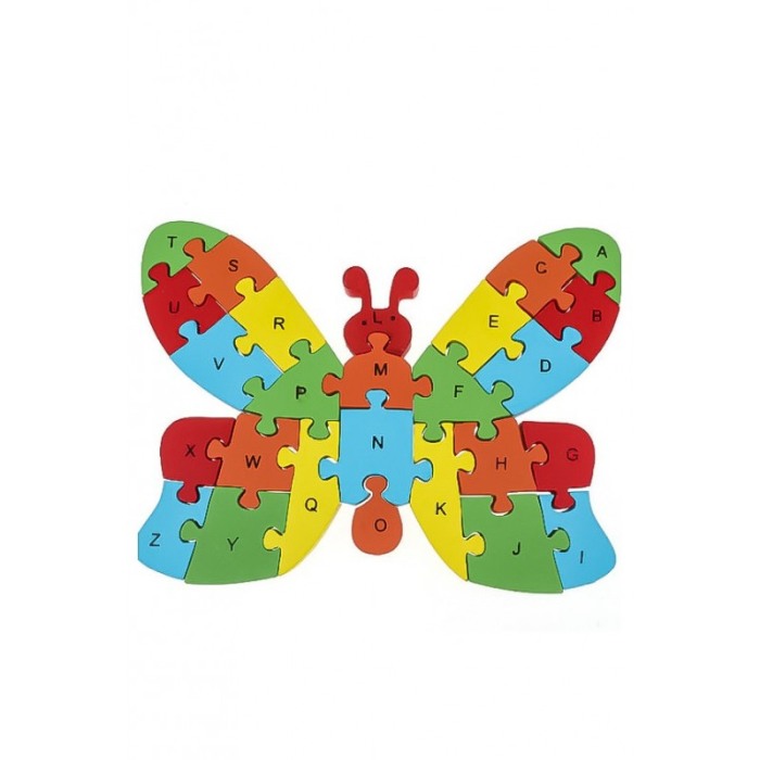 Puzzle din lemn fluture , alfabetic si numare ,26 piese , multicolor , Doty [1]