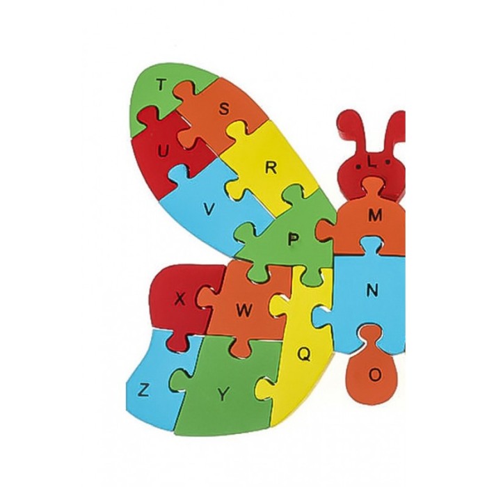 Puzzle din lemn fluture , alfabetic si numare ,26 piese , multicolor , Doty [3]