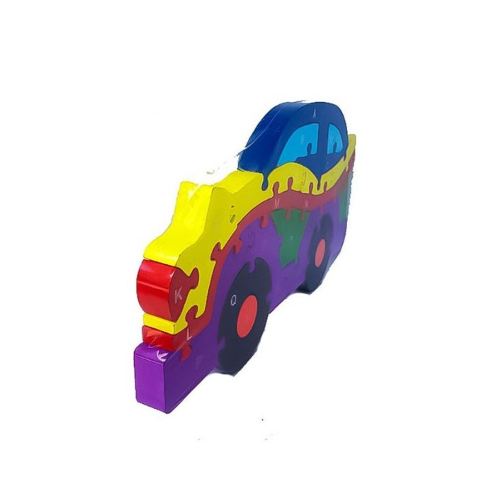 Puzzle din lemn masinuta alfabetic si numare ,22 piese , multicolor , Doty [2]