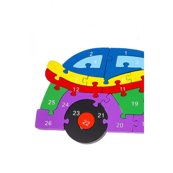 Puzzle din lemn masinuta alfabetic si numare ,22 piese , multicolor , Doty [5]