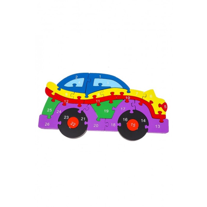 Puzzle din lemn masinuta alfabetic si numare ,22 piese , multicolor , Doty [4]