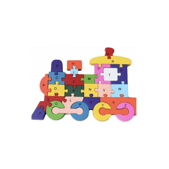 Puzzle Wood cu litere si numere din lemn, 26 de piese colorate, model tractor, Doty® [1]