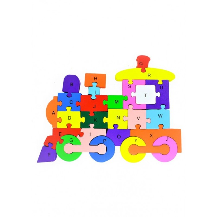 Puzzle Wood cu litere si numere din lemn, 26 de piese colorate, model tractor, Doty® [4]