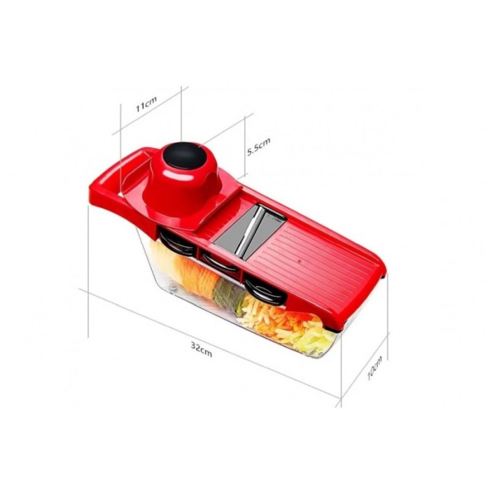 Razatoare multifunctionala 6 in 1 Fast Veggie, taie felii, monopera fina,otel inoxidabil, 6 lame incluse, culoare rosie,doty [6]