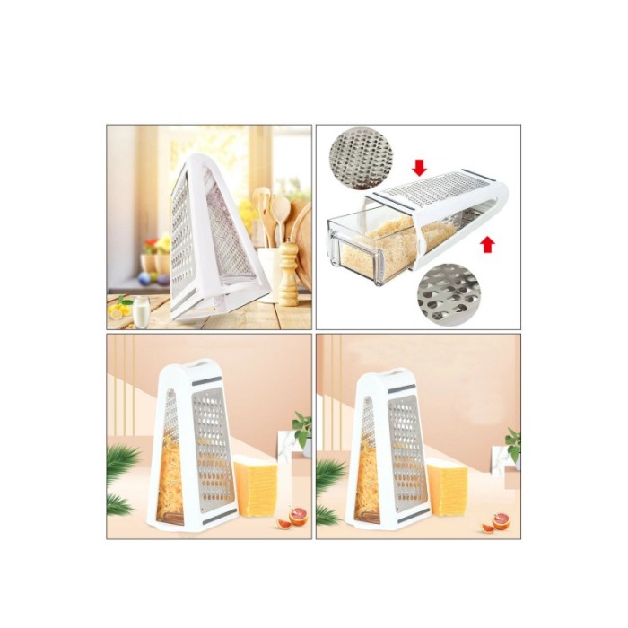 Razatoare Simple Grater, universala, cu recipient inclus pentru gradare, fara mizerie, usor de folosit, 2 lame, alb [2]