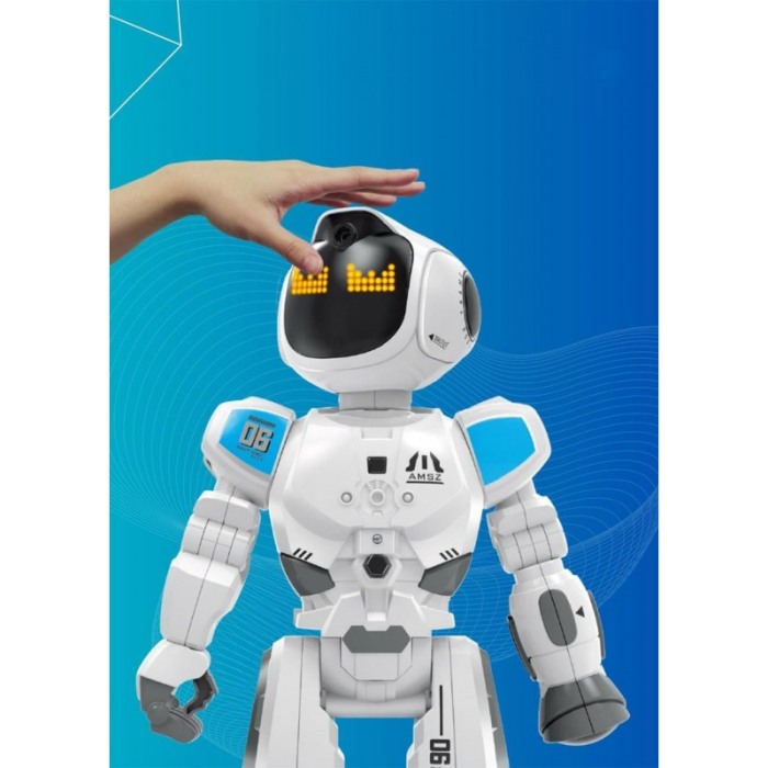 Robot de jucarie HumanRob Toby Doty, ecran tactil, vorbeste, expresii faciale, cu telecomanda, 42 cm, alb [4]