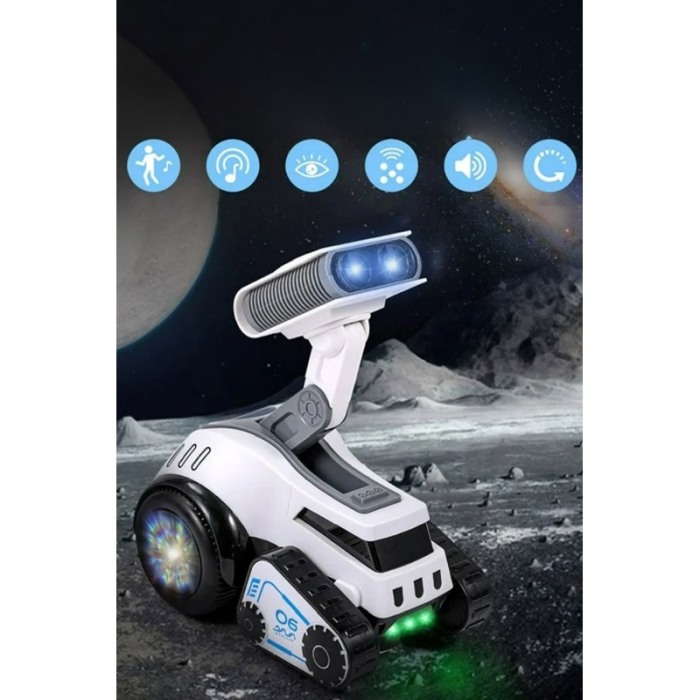 Robot de jucarie interactiv MoonRob Doty®, inteligent, efecte luminoase, canta, se roteste, distractiv, design creativ, alb [4]