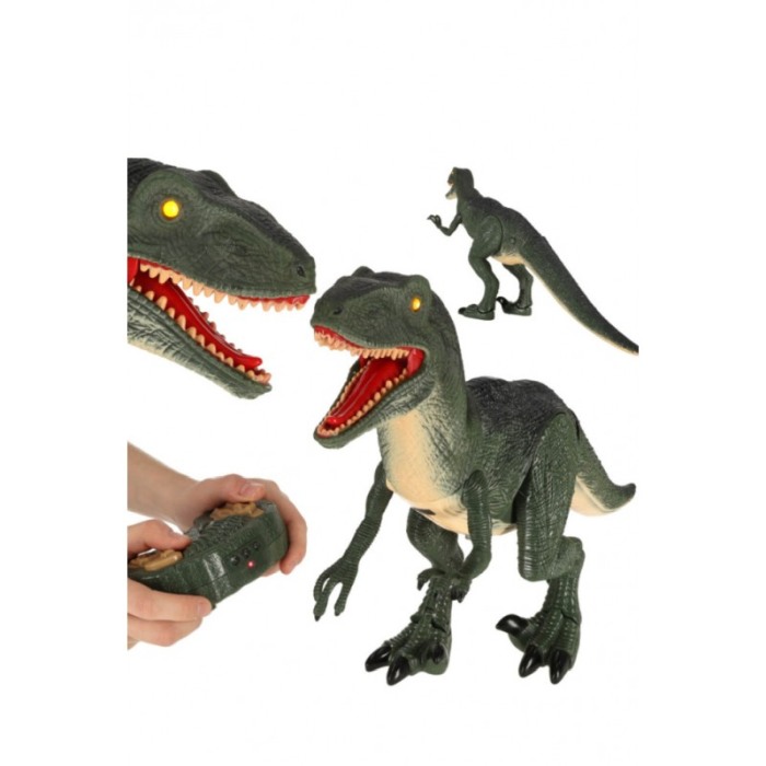Robot de jucarie My Friend Velociraptor, dinosaur, lumini si sunete, cu telecomanda, design realist, 52x29.5 cm, verde, Doty® [1]
