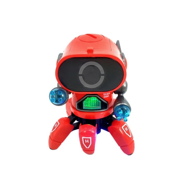 Robot de jucarie pentru copii Dancing Squid, efecte luminoase si sonore, danseaza, design modern, 19 cm, rosu [1]