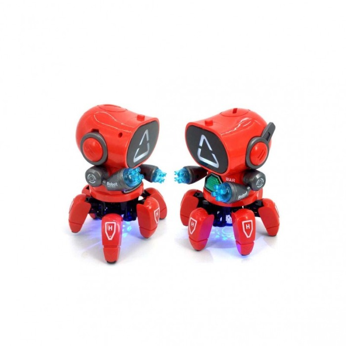 Robot de jucarie pentru copii Dancing Squid, efecte luminoase si sonore, danseaza, design modern, 19 cm, rosu [4]