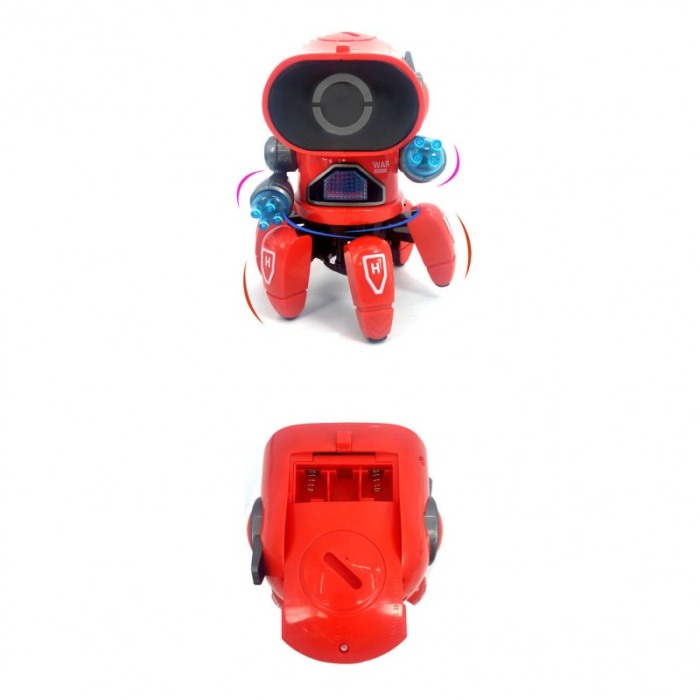 Robot de jucarie pentru copii Dancing Squid, efecte luminoase si sonore, danseaza, design modern, 19 cm, rosu [3]