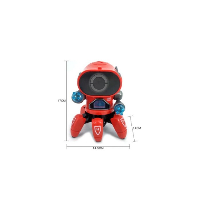 Robot de jucarie pentru copii Dancing Squid, efecte luminoase si sonore, danseaza, design modern, 19 cm, rosu [2]