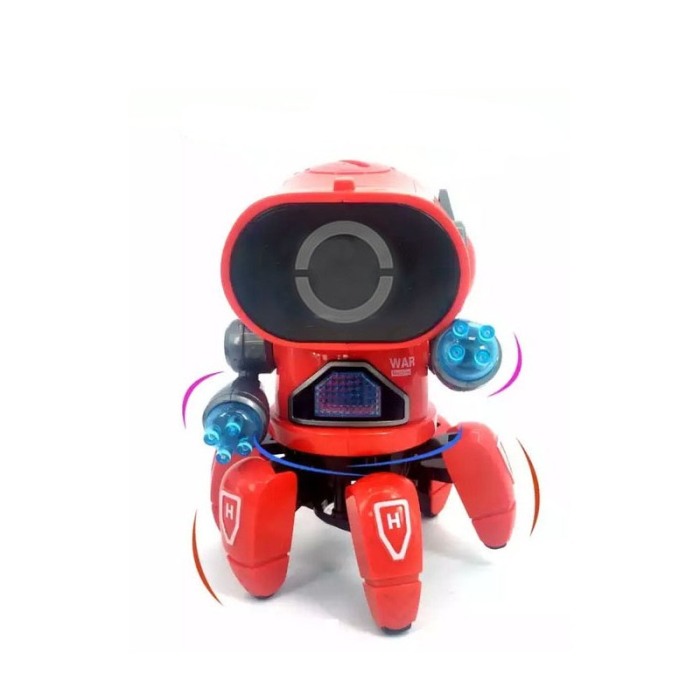 Robot de jucarie pentru copii Dancing Squid, efecte luminoase si sonore, danseaza, design modern, 19 cm, rosu [6]