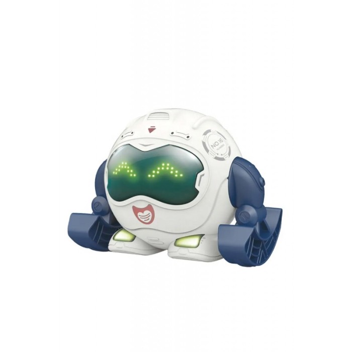 Robot de jucarie TumbleRob Doty®, lumini si sunet, se rostogoleste 360 grade, senzor la atingere si la sunet, alb/albastru [1]