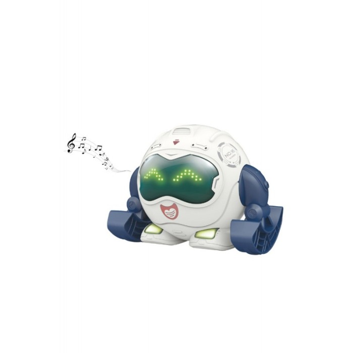 Robot de jucarie TumbleRob Doty®, lumini si sunet, se rostogoleste 360 grade, senzor la atingere si la sunet, alb/albastru [2]
