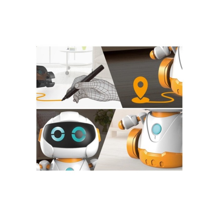 Robot inductiv Follow LineRob, merge pe linia trasata de marker, baterii incluse, design modern, marker inclus, alb [2]