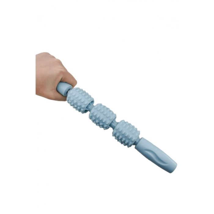 Roller manual din silicon SkinMas Doty®, cu 3 role, eficient, anticelulitic, 34 cm, universal, baby blue [5]