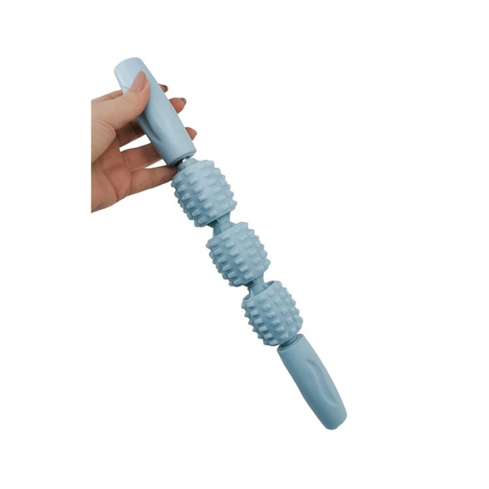 Roller manual din silicon SkinMas Doty®, cu 3 role, eficient, anticelulitic, 34 cm, universal, baby blue [4]