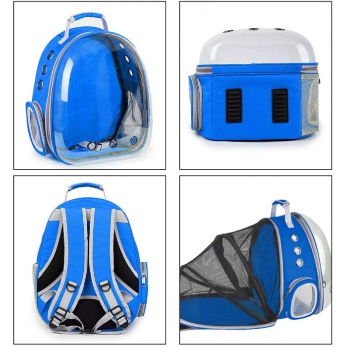 Rucsac albastru cu capsula transparenta,pentru caini si pisici de talie mica si medie, spate extensibil,spatiu respirabil, Doty [4]