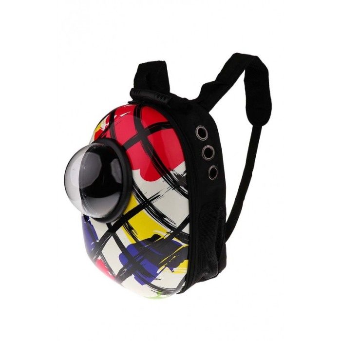 Rucsac colorat  cu capsula astronaut, pentru transportul animalelor de companie mici, negru, Doty [4]