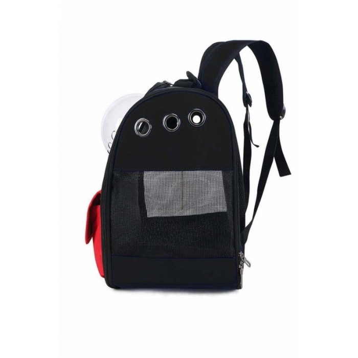 Rucsac cu bula de astronaut , buzunare frontale,  negru cu rosu , 36 cm , doty [3]