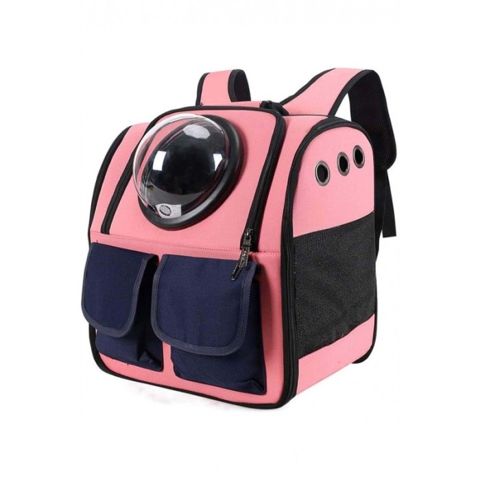 Rucsac cu bula de astronaut , buzunare frontale,  roz cu bleumarin , 36 cm , doty [1]