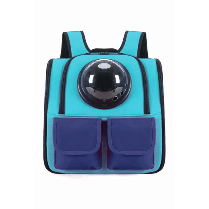 Rucsac cu bula de astronaut , buzunare frontale,  turcoaz cu bleumarin , 36 cm , doty [1]