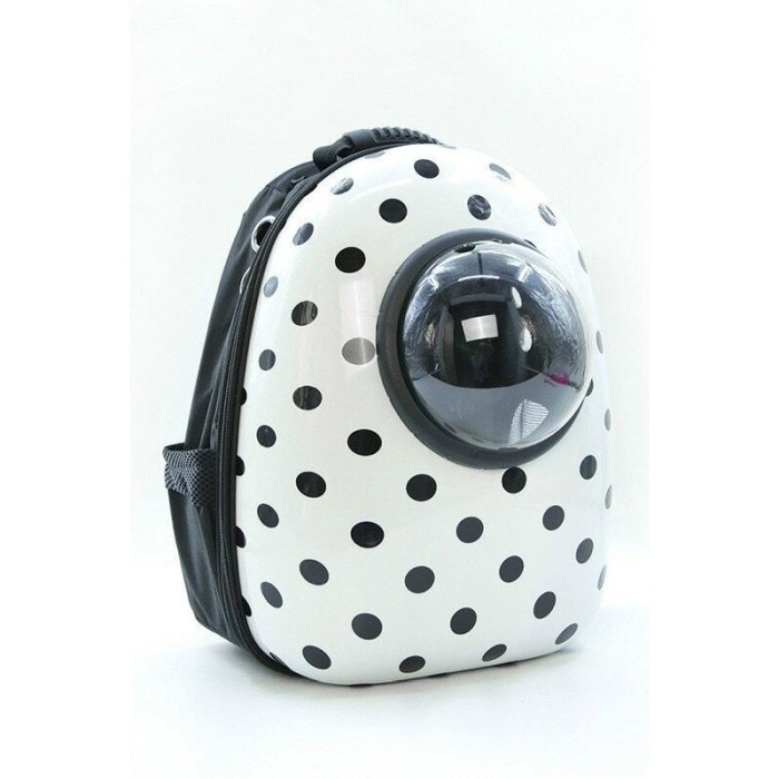 Rucsac cu capsula astronaut, pentru transportul animalelor de companie mici, cu buline, alb/negru, Doty.® [2]