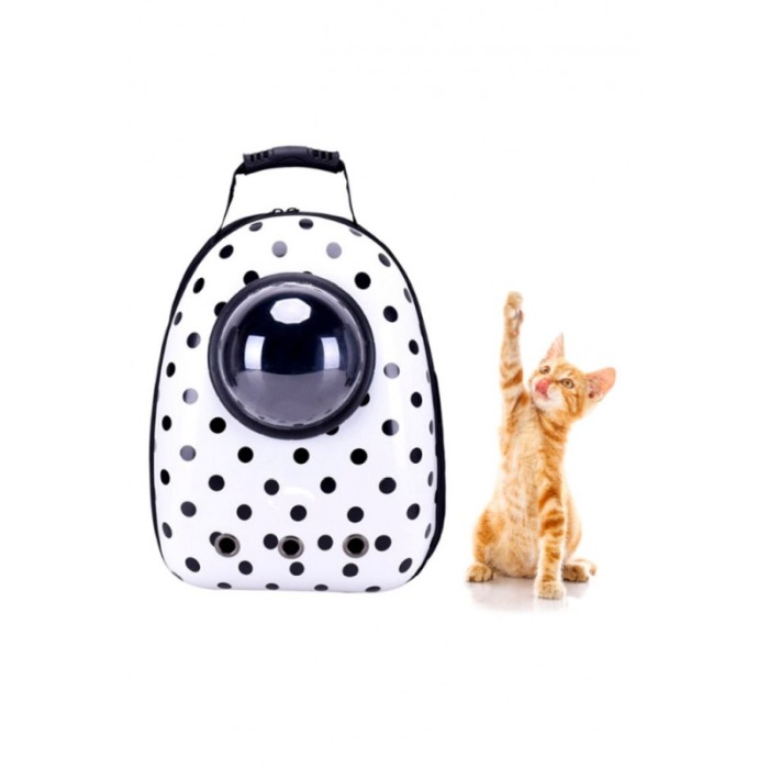 Rucsac cu capsula astronaut, pentru transportul animalelor de companie mici, cu buline, alb/negru, Doty.® [5]