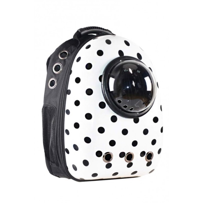 Rucsac cu capsula astronaut, pentru transportul animalelor de companie mici, cu buline, alb/negru, Doty.® [4]
