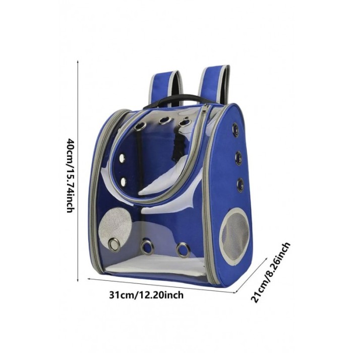 Rucsac full geam, pentru transportul animalelor de companie mici, albastru, 40 cm, Doty® [7]