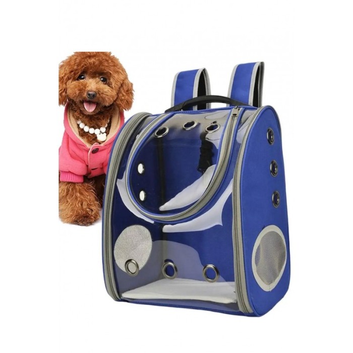 Rucsac full geam, pentru transportul animalelor de companie mici, albastru, 40 cm, Doty® [2]