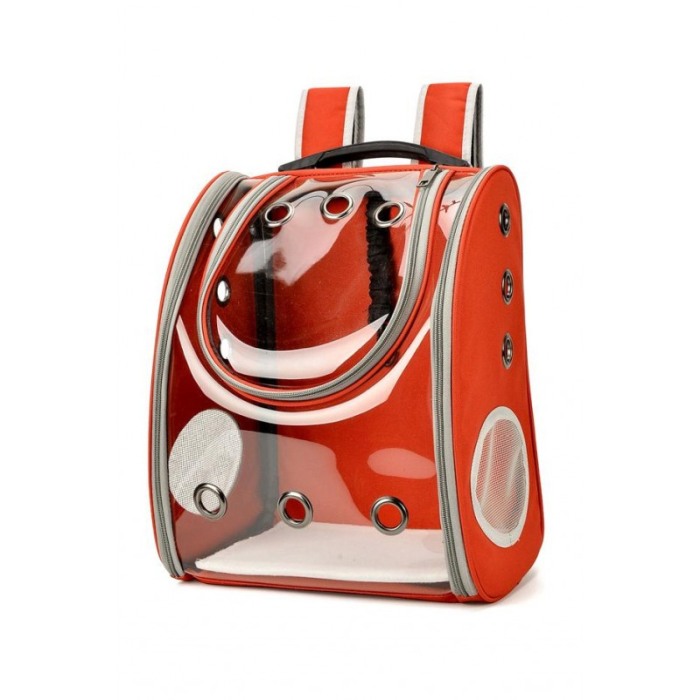 Rucsac full geam, pentru transportul animalelor de companie mici, rosu, 40 cm, Doty® [1]