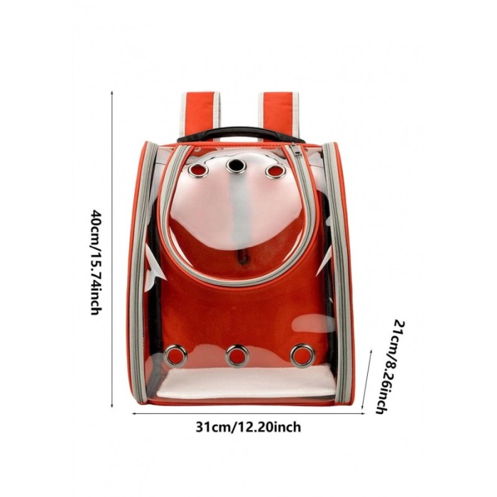 Rucsac full geam, pentru transportul animalelor de companie mici, rosu, 40 cm, Doty® [2]
