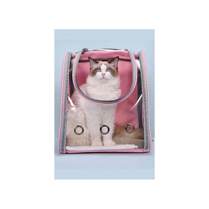 Rucsac  full geam , pentru transportul animalelor de companie mici, roz ,  40 cm ,Doty [3]