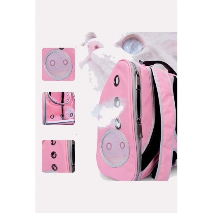 Rucsac  full geam , pentru transportul animalelor de companie mici, roz ,  40 cm ,Doty [5]