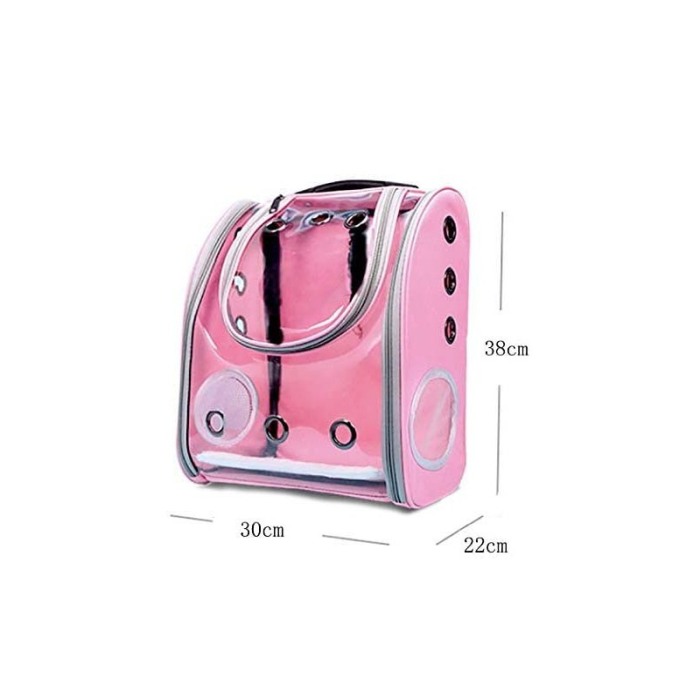 Rucsac  full geam , pentru transportul animalelor de companie mici, roz ,  40 cm ,Doty [4]