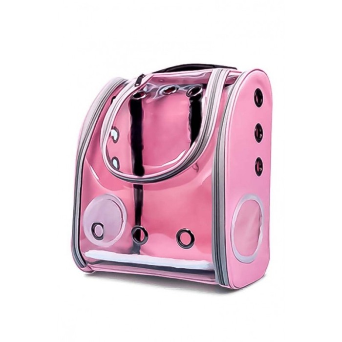 Rucsac  full geam , pentru transportul animalelor de companie mici, roz ,  40 cm ,Doty [2]